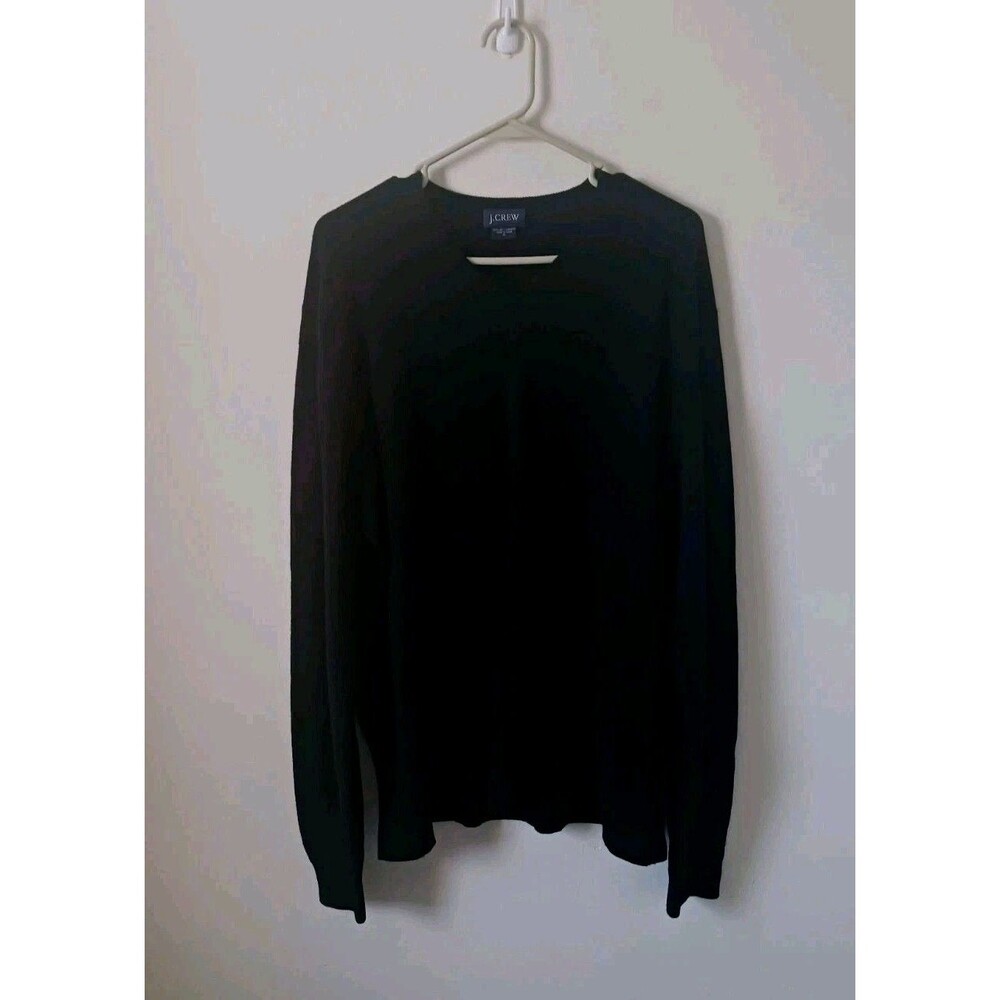 J Crew Mens 100% Cashmere Knit Black Sweater Size‎ XL V Neck